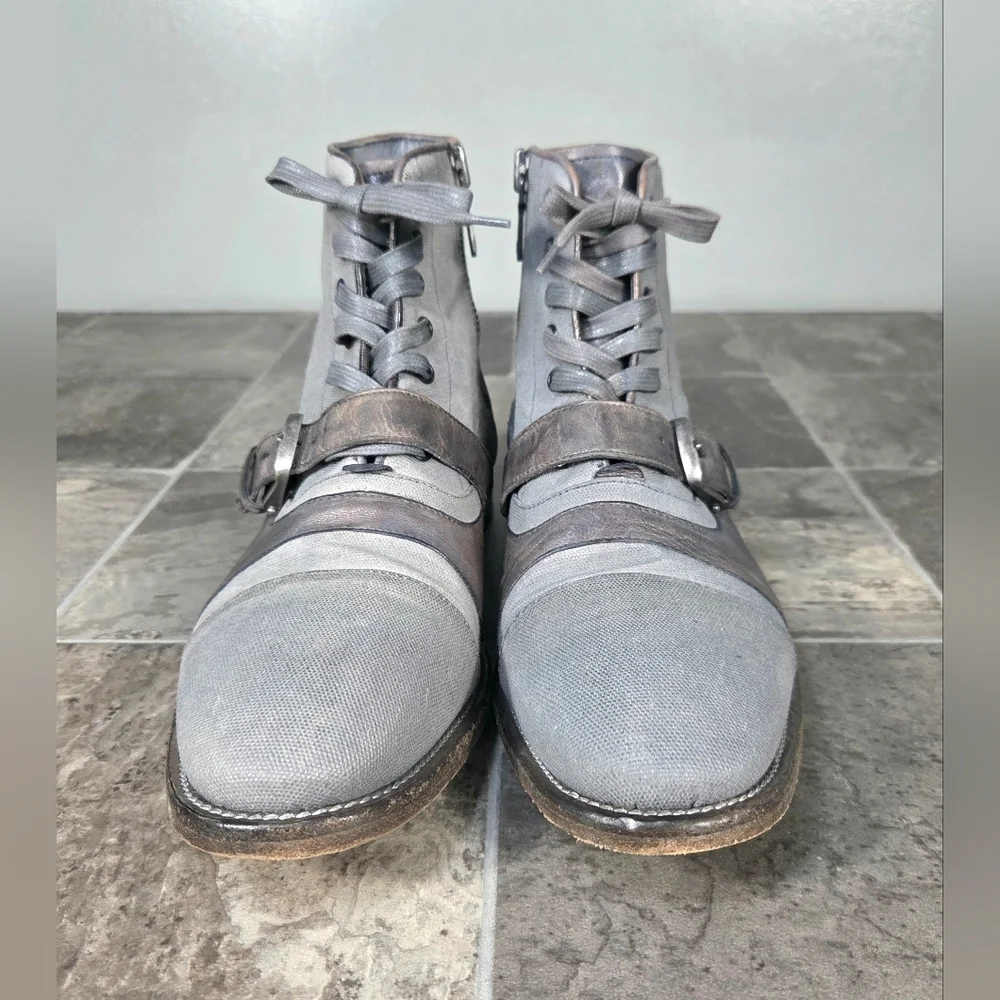 JOHN VARVATOS FLEETWOOD BUCKLE CRICKET LEATHER BOOTS.
